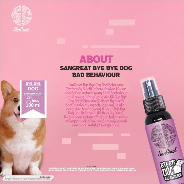 SanGreat Bye Bye Dog Repellent Anjing Spray 250 ml Bad Behaviour