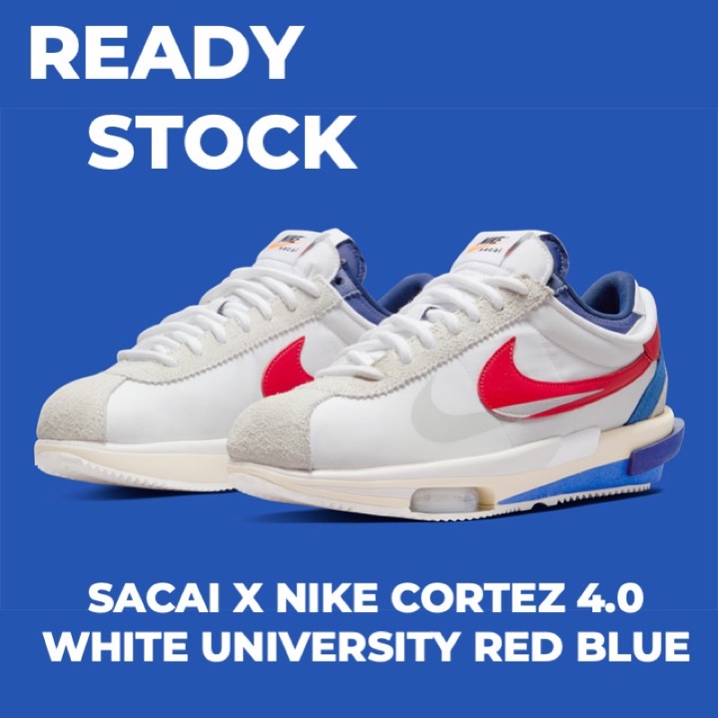 sacai x Nike Cortez 4.0 White University Red Blue