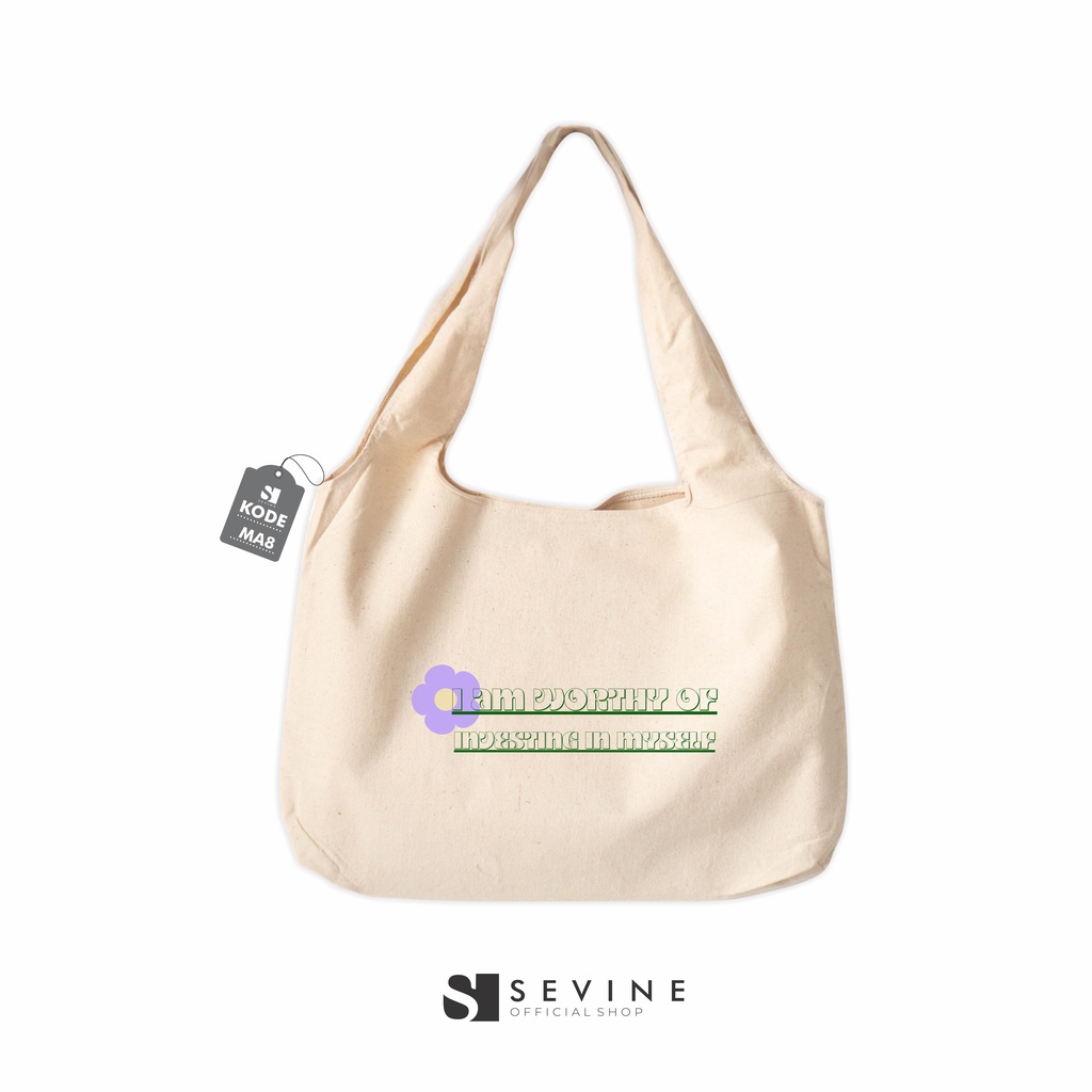 Sevine Tote Bag Kanvas Bonnie Tas Wanita Kuliah Fashion Laptop Totebag Quotes Motivation Aesthetic Vintage Pastel Retro - MA