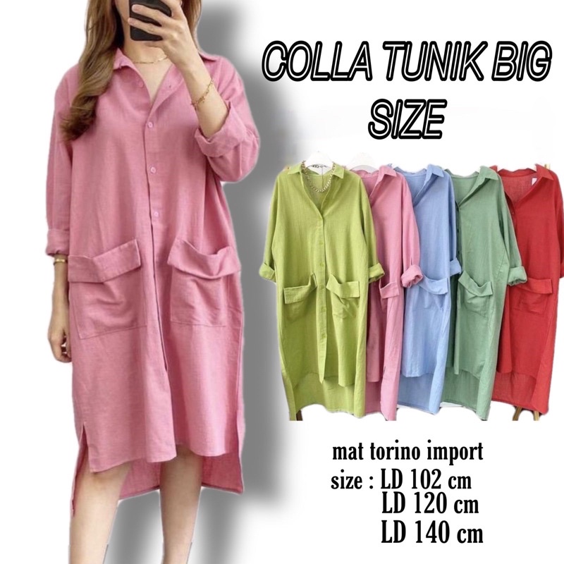 NEW READY!! COLLA TUNIK JUMBO LD102-120-140 PREMIUM TORINO IMPORT POLOS FULL KANCING AKTIF TERMURAH