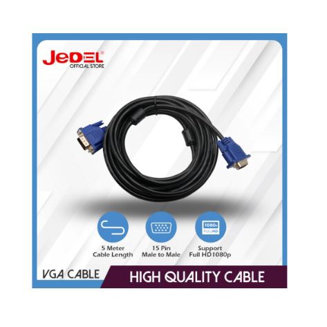 Cable vga jedel 5 meter m-m standard 720p HD for pc laptop - Kabel vga d-sub 15 pin 5m male for monitor projector tv