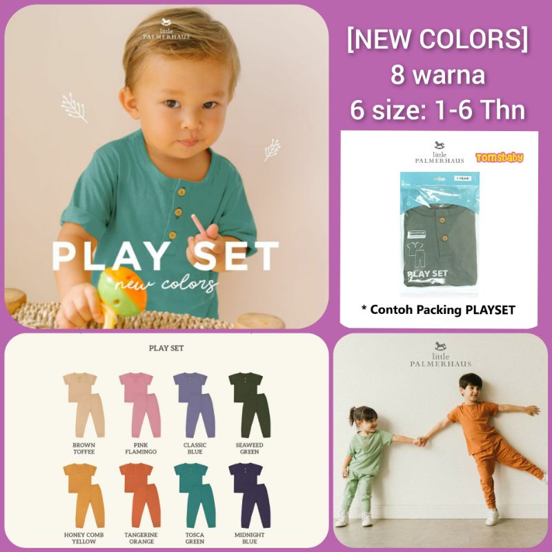 [5-6Tahun] LITTLE PALMERHAUS (1stel) Colourful Playset ( Setelan / Piyama Anak Bayi ) Tangan PENDEK Celana PANJANG