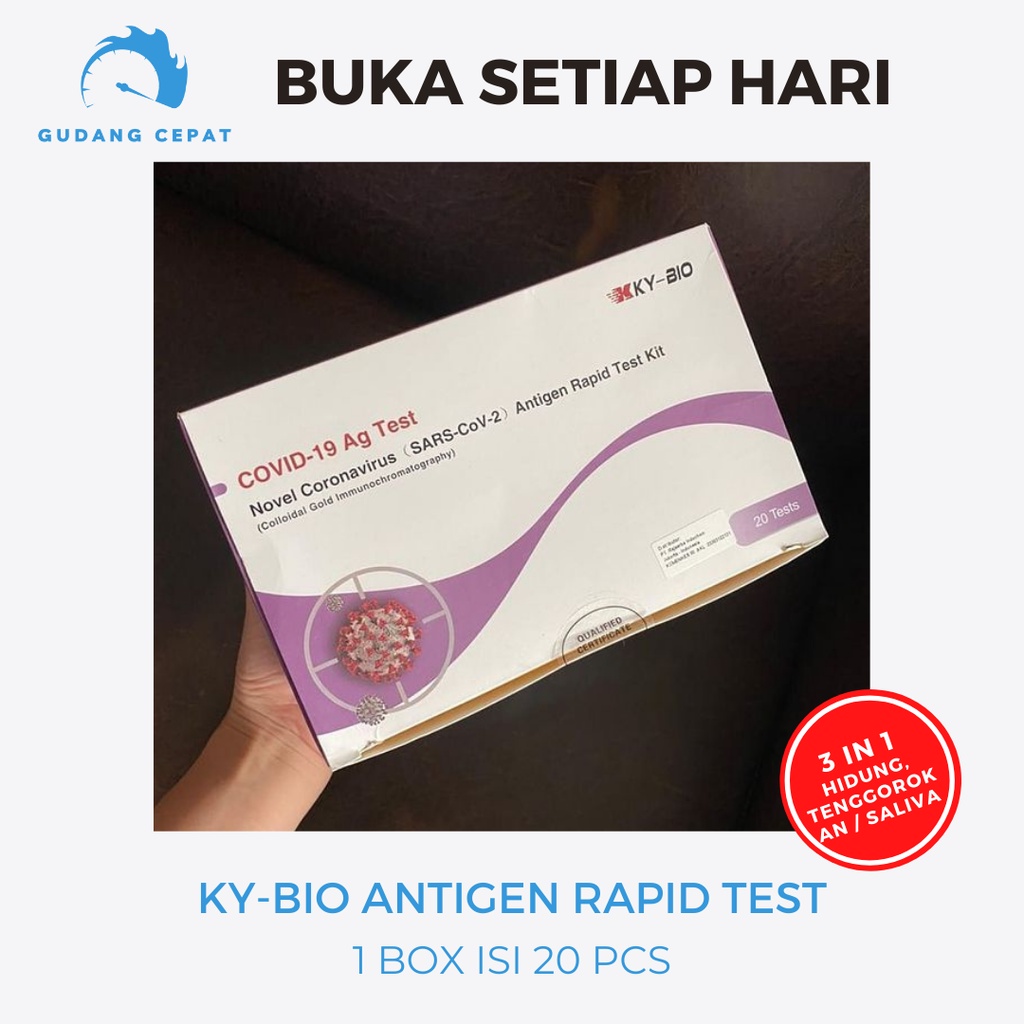 Kybio Covid19 Test 1 Box Antigen Rapid Test Kit Original Swab Mandiri Saliva Antigen 3 IN 1
