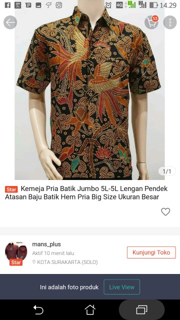 Kemeja Pria Batik Jumbo 4l-5l Lengan Pendek Atasan Baju Batik Hem Pria Big Size Ukuran Besar Abs-ck