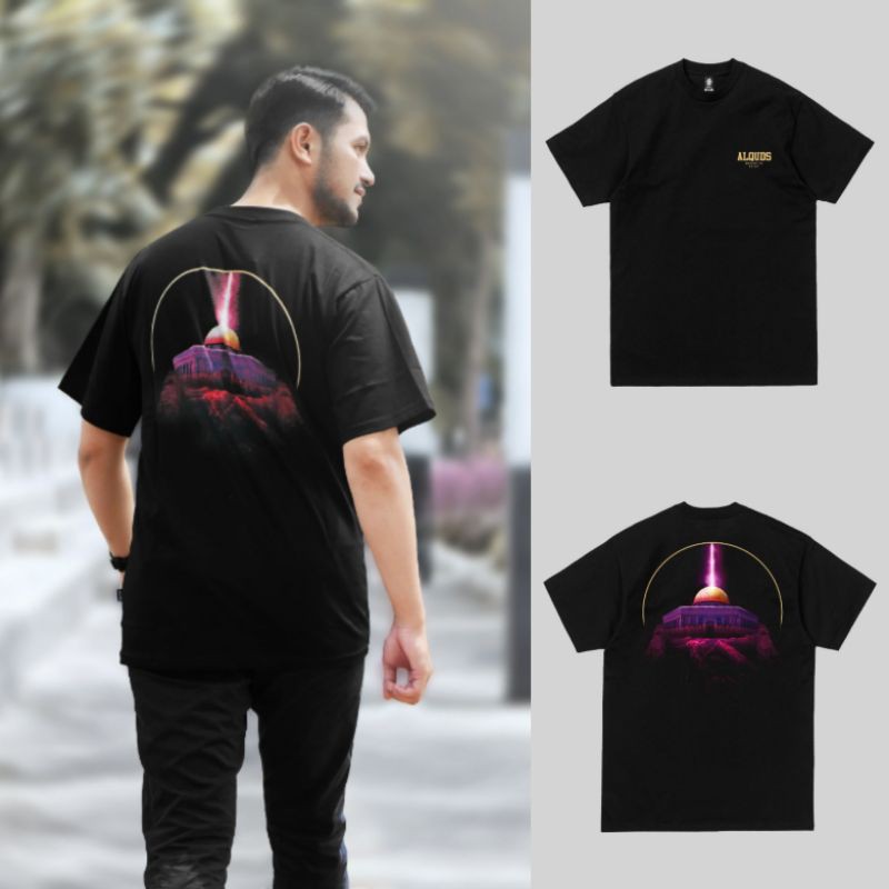 Kaos Distro Lengan Pendek Pria Muslim Dakwah Islami Tema Al Quds Original HATF WORLDWIDE