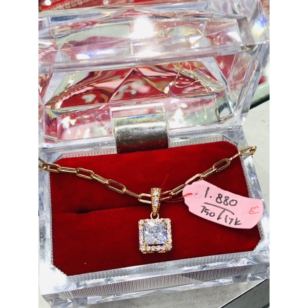 Liontin square emas asli 750/17k