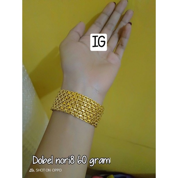 Gelang dobel nori b4 60 gram lapis emas 24 hrg glg saja