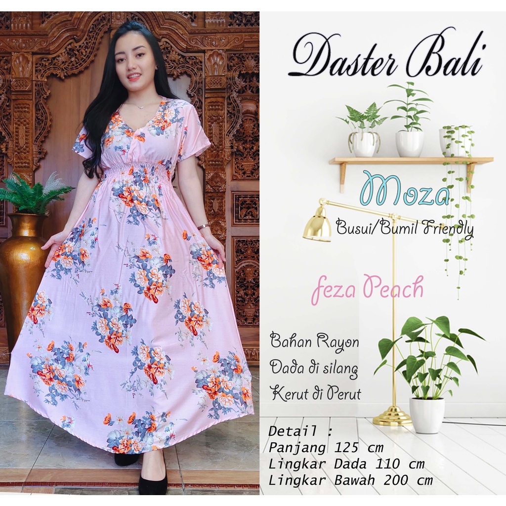 DASTER MOZA PRINT | BALI LONGDRESS-MOZA FEZA PEACH