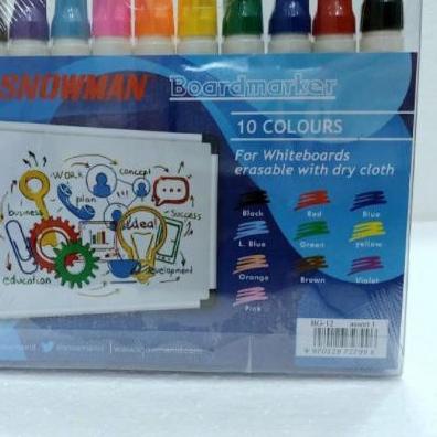 

T5D✿ Spidol Whiteboard Snowman 10 Warna - Spidol White Board Papan Tulis Snowman SET BG 12 Harga Murah