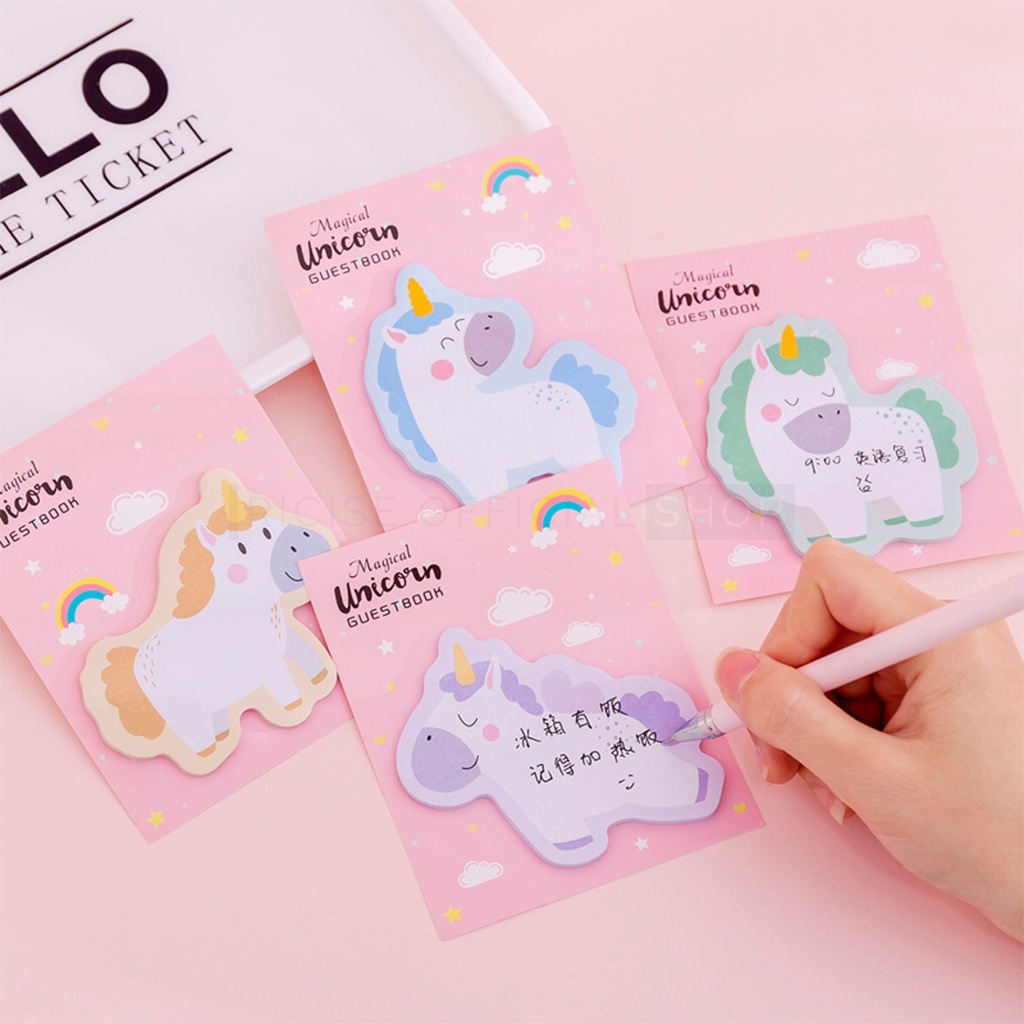 

RICISESTORE - Sticky Notes Aesthetic Pink Unicorn Kertas Memo Mini Memopad Cute Murah - STA32