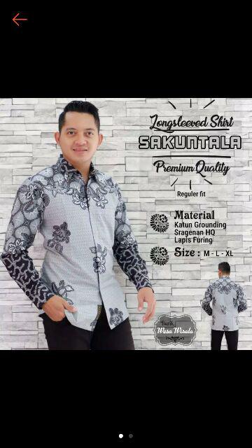 (1kg=4pcs) Kemeja Batik Lengan Panjang Batik Ori Nareswari Bokor Putih Batik Solo Seragam Batik