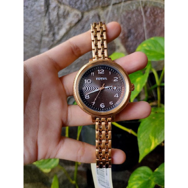 NWT NEW JAM WATCH FOSSIL JENGKOL ROSEGOLD ROSE GOLD RG MOCCA SILVER PEARL KERANG AM4389 AM-4389 AM 4