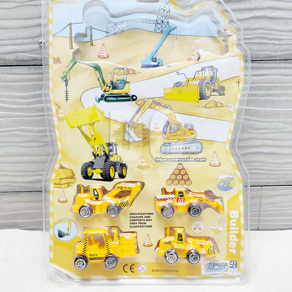 Engineering Truck Set Mainan Mobil Konstruksi Excavator Buldozer Loader Fork