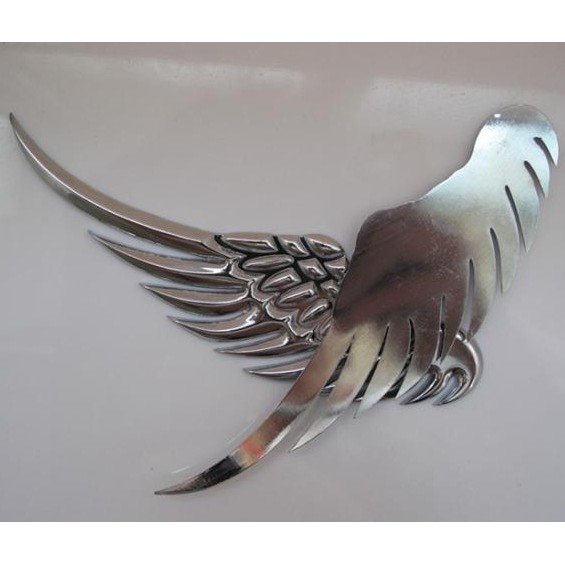 Tempelan Stiker 3D Bahan Aluminium keras non-fleksibel Sayap Wings Mobil Motor