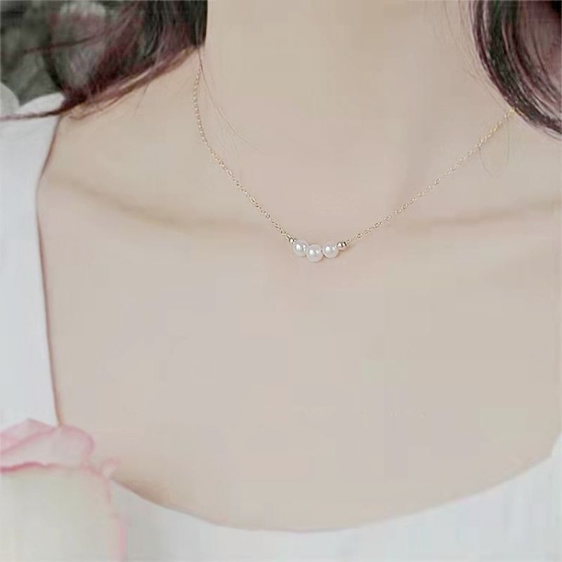 Felicia Korean Pearl Necklace Kalung Liontin Mutiara Rantai Gaya Korea