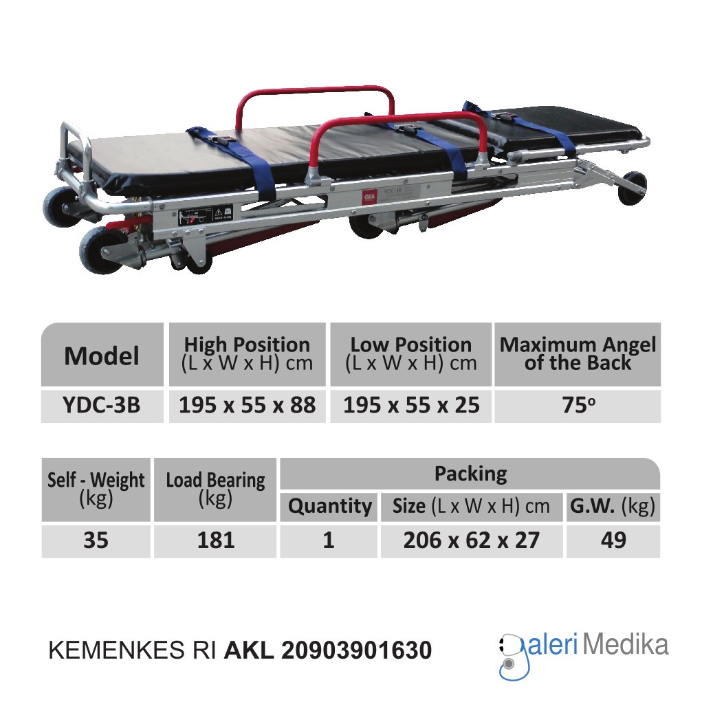 Stretcher Ambulance GEA YDC-3B / YDC3B / YDC 3B Emergency Stretcher