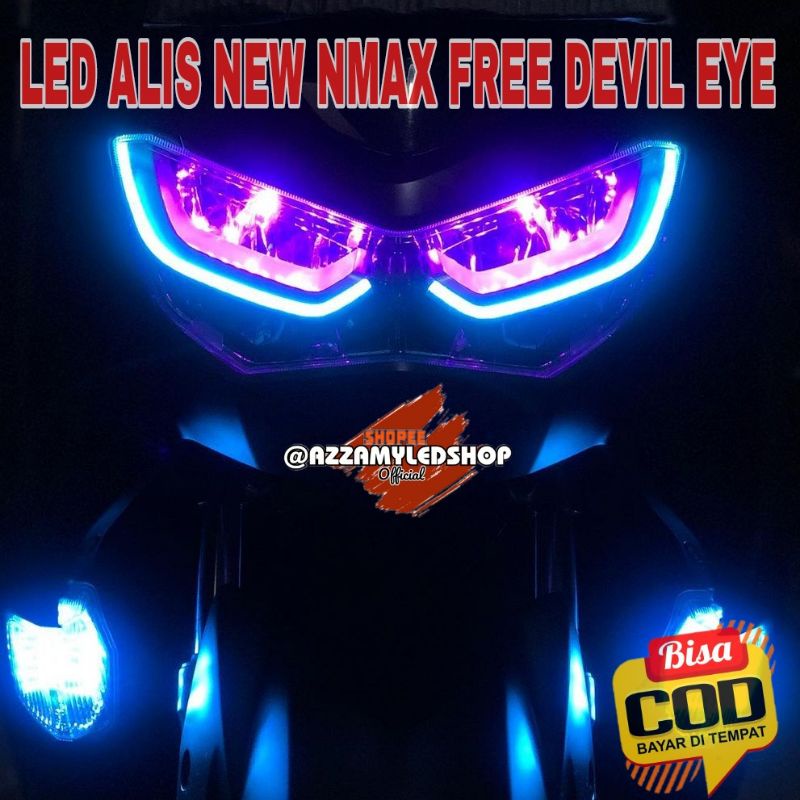 Paket lampu motor DRL alis lampu alis NEW NMAX Yamaha nmax free demon eye devil eye kualitas grade A super terang