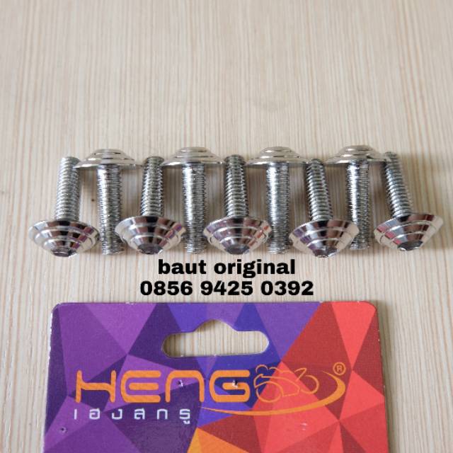 Baut payung probolt ulir silver stainless 6x20 drat 10 panjang 2 cm original heng thailand