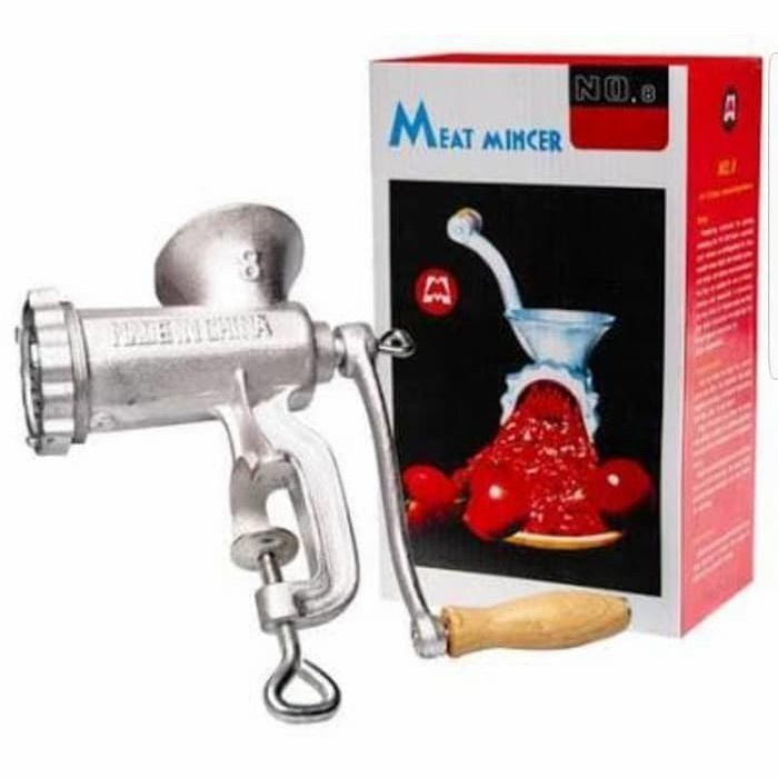 Meat mincer penggiling manual tangan daging kacang no 8 bahan besi