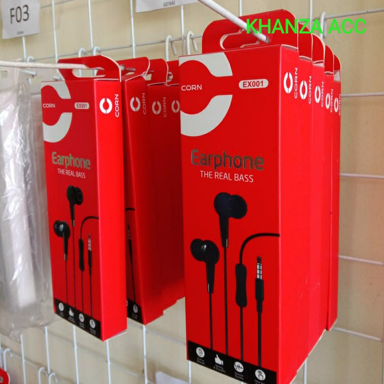 KHANZAACC Earphone Corn EX001 The Real Bass Wired Headset