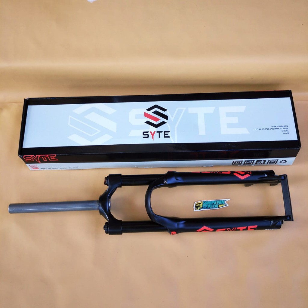 Fork Shock depan sepeda MTB SYTE 27.5 Lock Out Travel 120 Oversize Hitam ST-C201