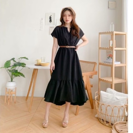 FREE BELT LYDIA DRESS/DRESS WANITA/DRESS CASUAL/KOREAN DRESS