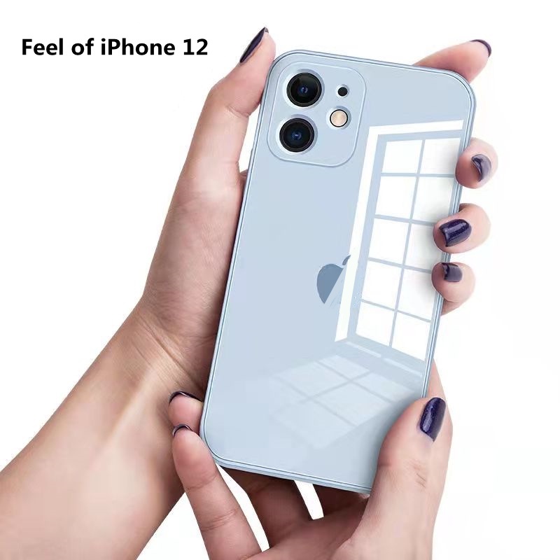 Casing Tempered Glass iPhone 11 12 13 Pro Max XS Max XR X 7 8 Plus 11Pro 12 Pro Max Shockproof