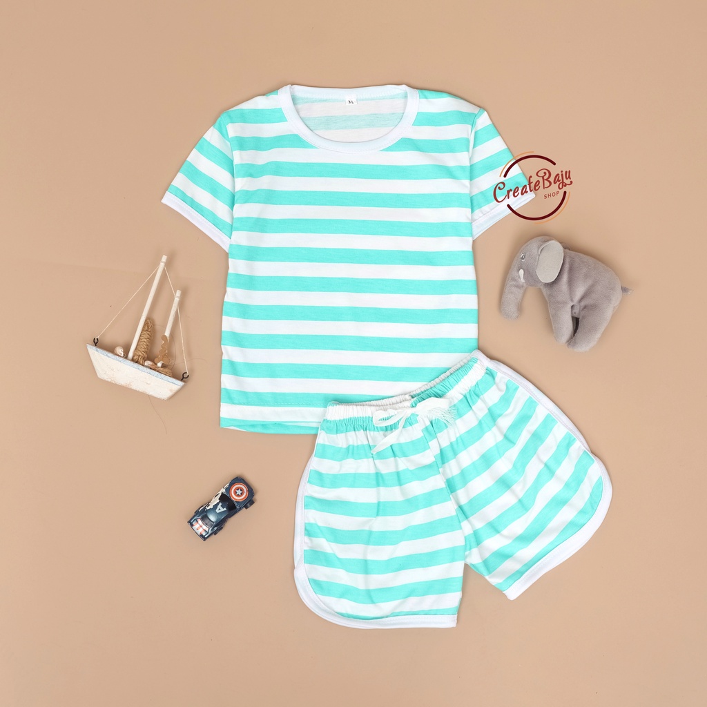 SETELAN ANAK MOTIF SALUR TOSCA SETELAN ANAK POLOS UNISEX LENGAN PENDEK