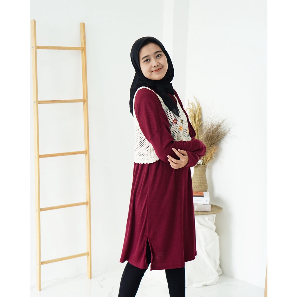 Sabrina Tunik Rib Jumbo Oversize Baju Wanita by dailyofprincess