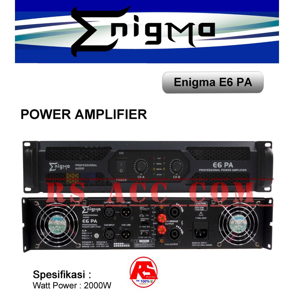 Power Amplifier Enigma Pa E6 2000watt