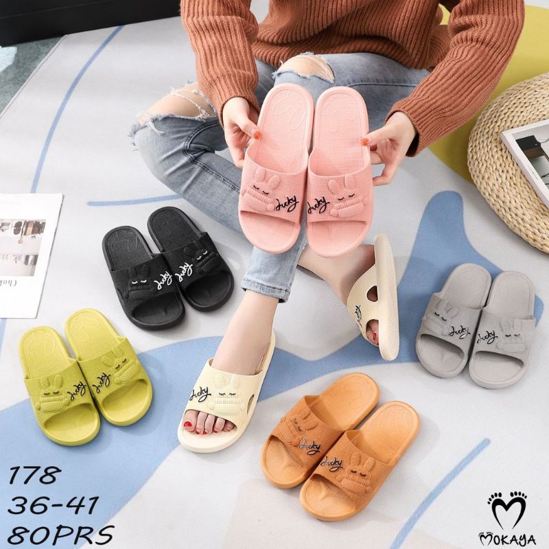 Sandal Slop Jelly Karet Simple Motif Lucky Bunny Import Mky Bm -178 LLs 178-L