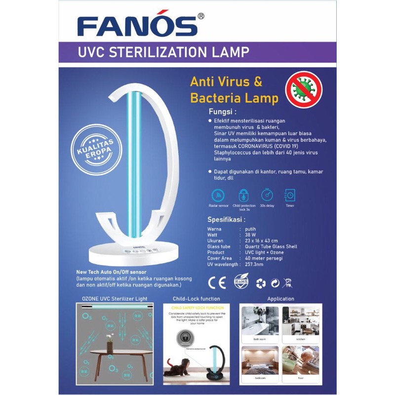 Lampu UVC strerilisasi virus FANOS