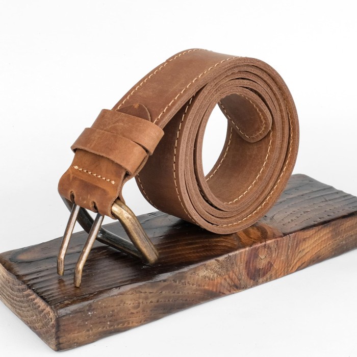 GESPER IKAT PINGGANG PRIA KULIT ASLI DUA LAPIS 4 CM JARUM 2 CH TAN