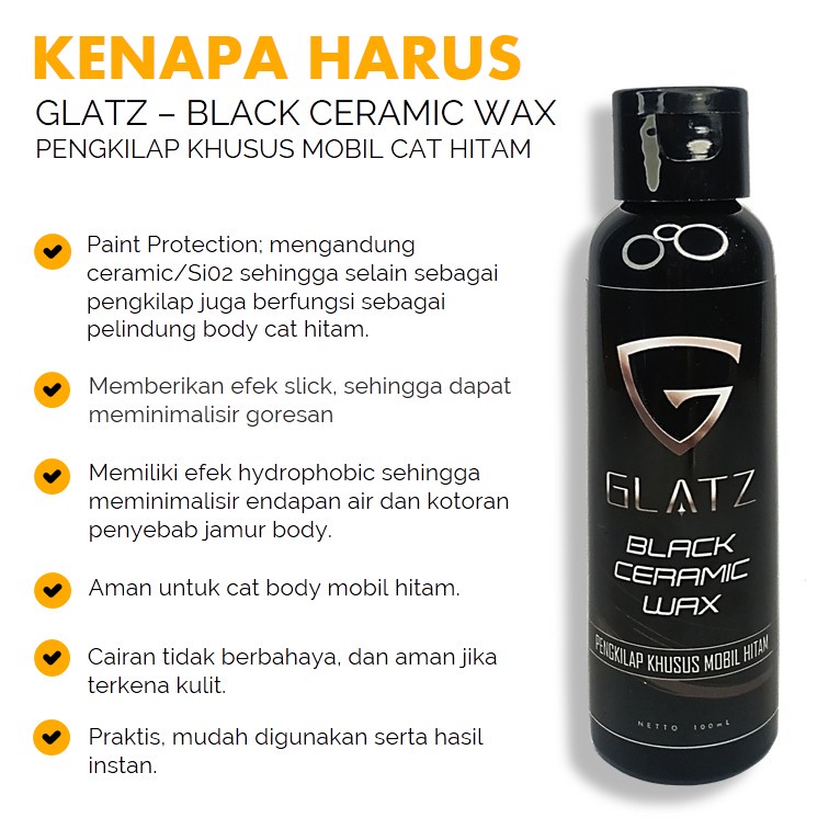 Pengkilap Body Mobil Hitam GLATZ Black Ceramic Wax Semi Nano Coating
