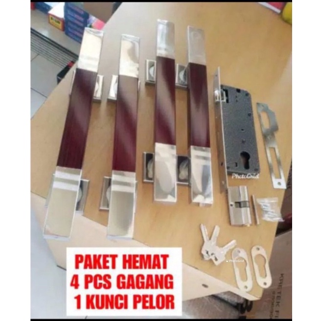 MURAH KUNCI HANDLE PINTU KUPU KUPU KUNCI PINTU DUA DOUBLE KUNCI PINTU TARUNG DOBEL Paket hmt komplit kunci pintu double kupu2  kunci 4 pcs pH stanlis + 1 set kunci pelor stanlis kunci