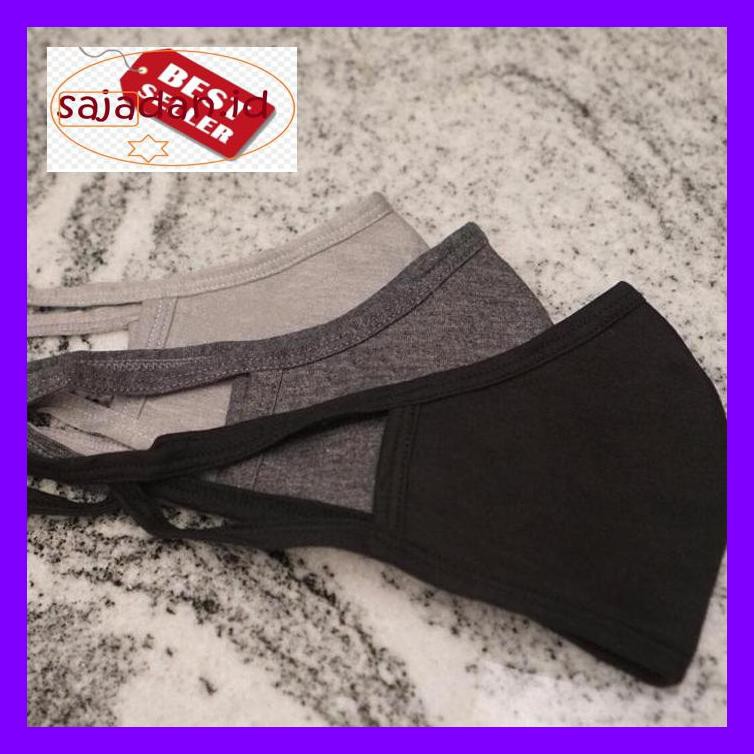 Otomotif-Aksesoris Pengendara Motor-Rts2 Masker Kain Hijab 3 Ply Tiga Lapis Bahan Bagus Tebal Murah