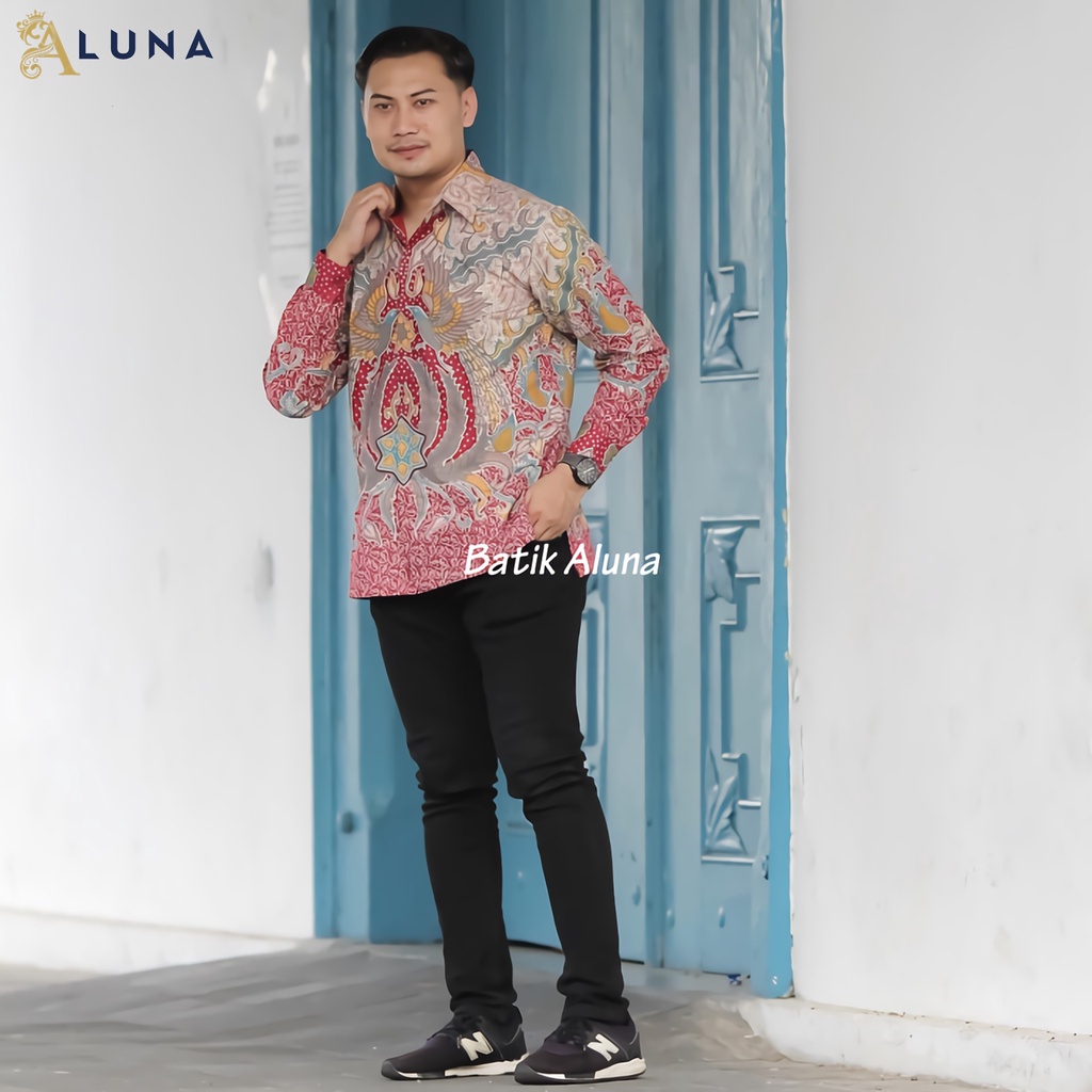 KEMEJA BATIK PRIA PREMIUM LENGAN PANJANG REGULAR BATIK ALUNA PCW 073