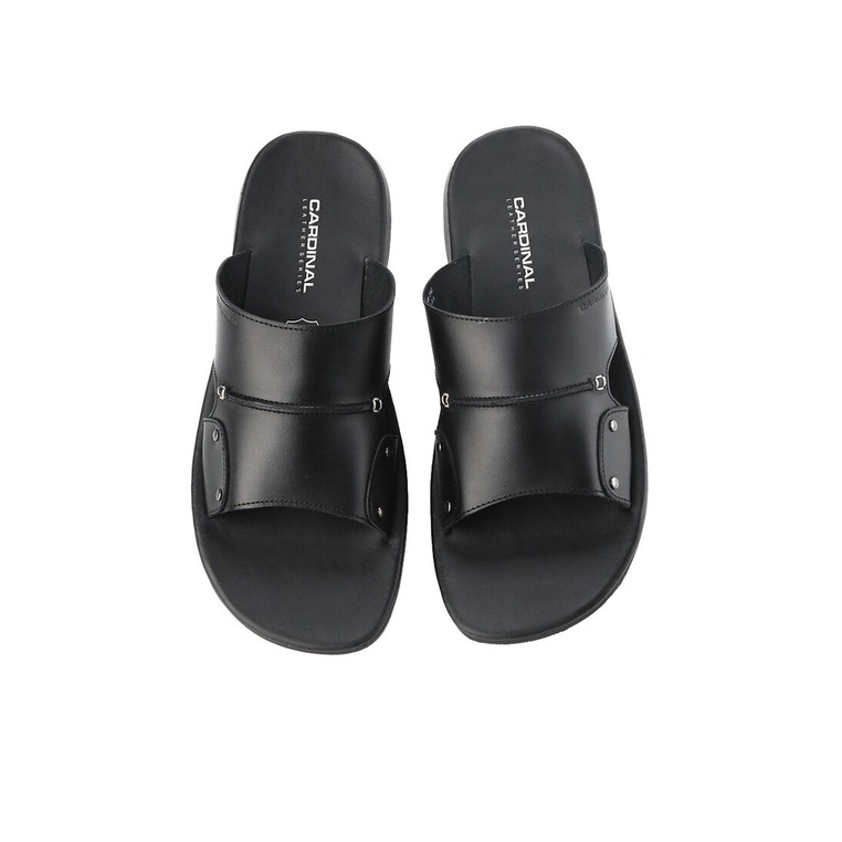 SANDAL SLIDE KULIT PRIA CARDINAL ORIGINAL CASUAL TERBARU HITAM CA10