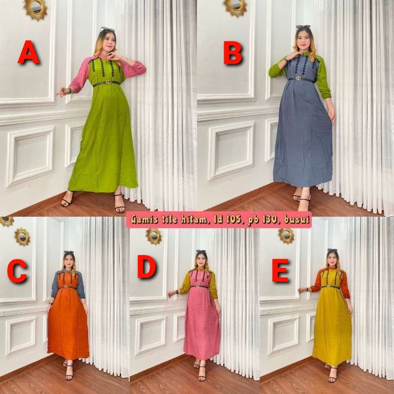 Harga 1Kodi Atau 20pcs Warna Seri, Gamis Tile Hitam