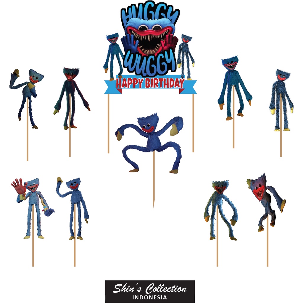 Cake topper Huggy Wuggy Poppy Playtime set isi 10 pc
