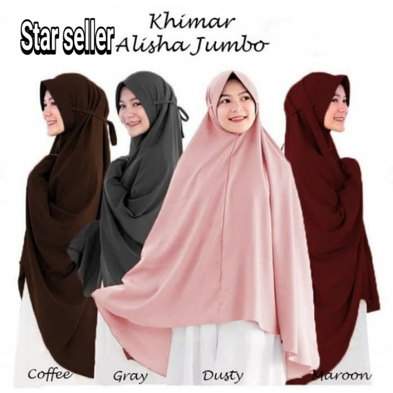Jilbab Hijab tali bergo instant Khimar alisha jumbo