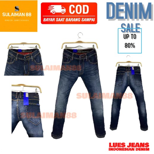 CELANA JEANS PRIA 28 - 34 celana jeans panjang pria , Celana Jeans Pria merk LUES & CO Terbaru