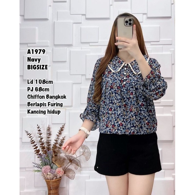 A1979/YK  BLOUSE WANITA ATASAN CHIFFON BANGKOK FLOWER