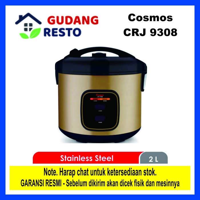 COSMOS CRJ-9308 GOLD / CRJ9308 Rice cooker / Magic Com Stainless Steel 2.0 L Inner Pot / Panci Nasi / Dalam Stainless