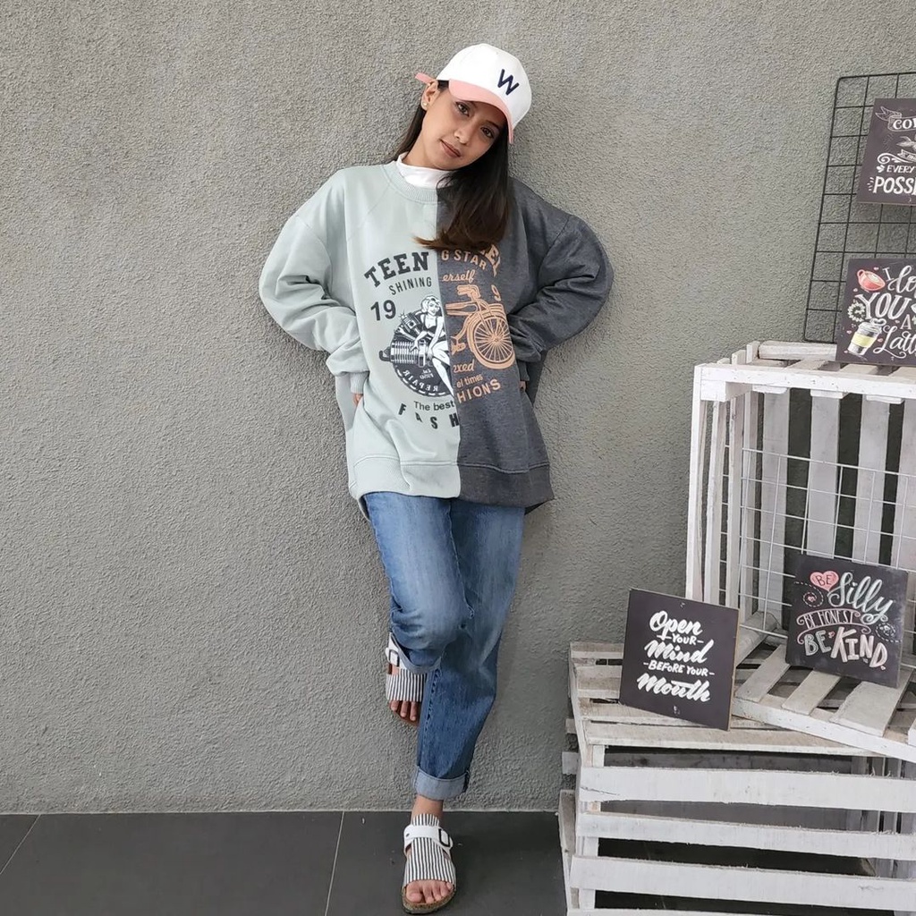 TEEN 2XL 3XL Sweater Crewneck Oblong | Outerwear Pria  Wanita Bahan Fleece Fashion Terkini Korean Style