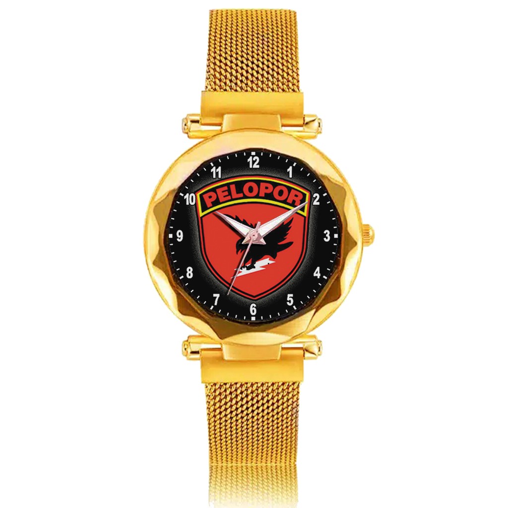 Jam Tangan Wanita Custom - LOGO PELOPOR Free Box &amp; Batre Cadangan