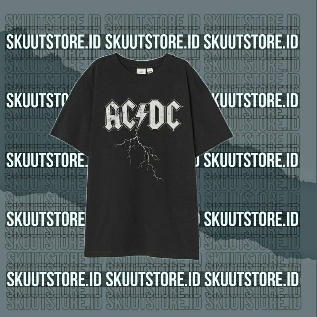 HNM TEE ACDC GREY 100% ORIGINAL TRUSTED [KAOS H&M]