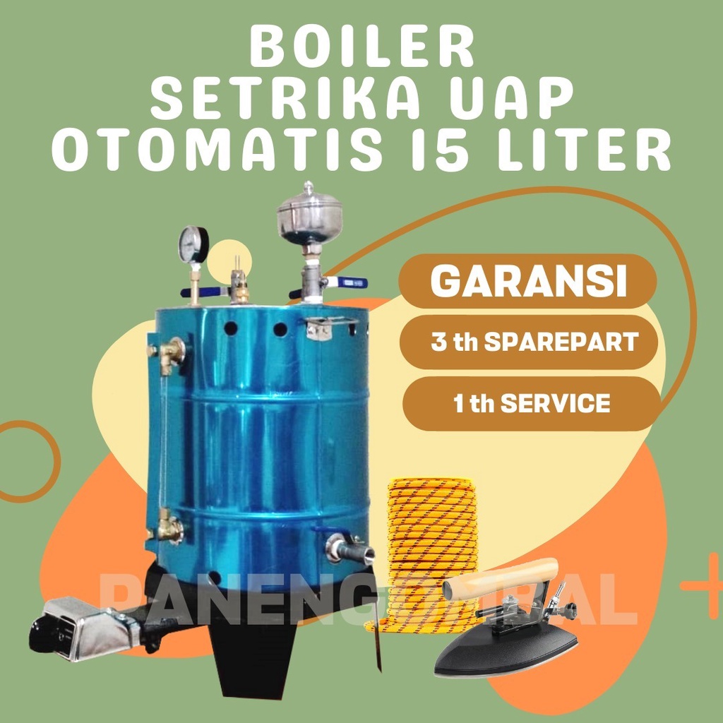 Setrika Uap Steam Boiler Laundry Konveksi MISTERMOTO 15 Liter OTOMATIS 2 Kepala Setrika