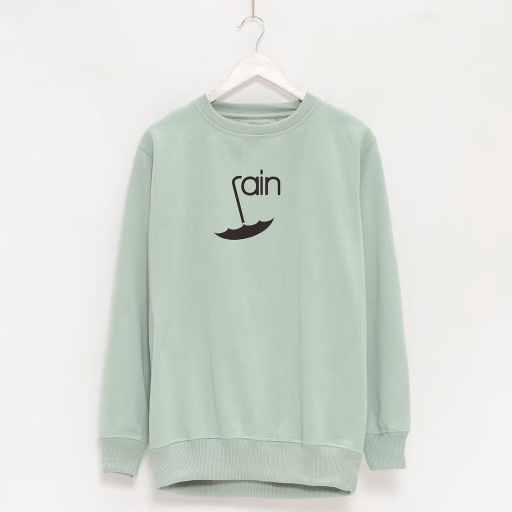 Crewneck Pria Wanita Aesthetic Style Hijau Mint Rain Original Distro Remaja High Quality Terbaru Sweater Crewnek Cowok Cewek  Brand Lokal Premium Model Kekinian Buatan Bandung