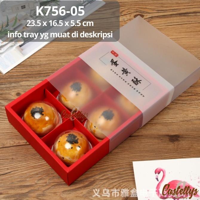 

*#*#*#] Kotak Dus Box Mooncake K756-05 Merah Polos Kue Bulan Pia Nastar